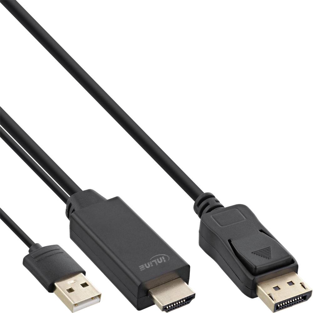 InLine HDMI to DisplayPort Converter Cable - Videokabel - HDMI, USB (nur Strom)