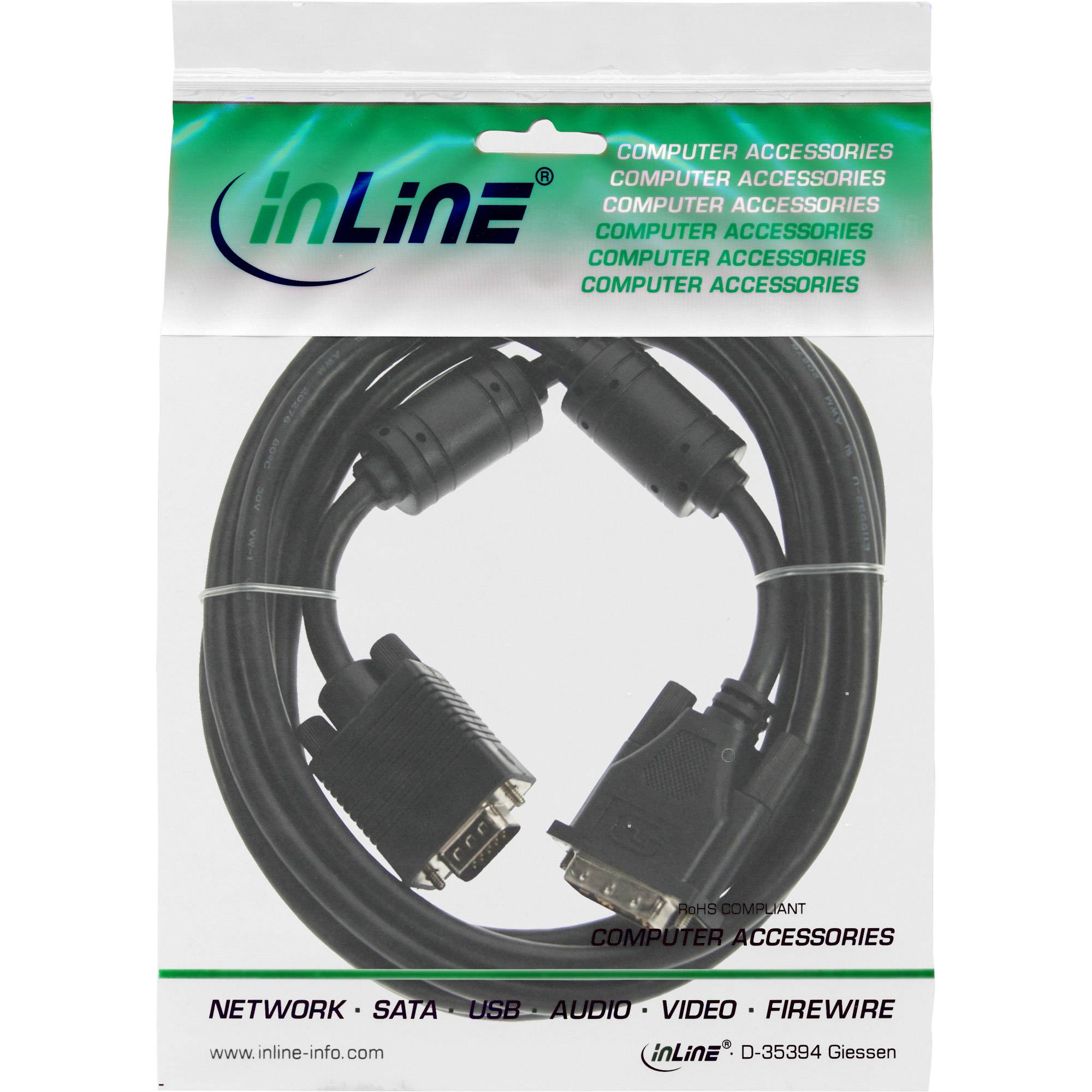 INLINE - DVI-A Kabel - analog 12+5 Stecker auf 15pol HD Stecker VGA - 3m