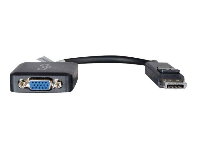 VGA-zu-DisplayPort-Adapterkabel mit einem blauen 15-poligen VGA-Buchseanschluss auf der einen Seite und einem DisplayPort-Stecker auf der anderen Seite.