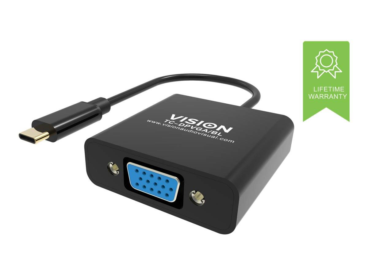 USB-C zu VGA-Adapter mit Kabel und „LEBENSLANGE GARANTIE