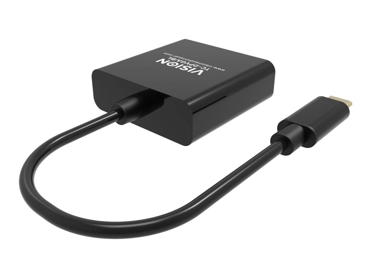 Black Vision HDMI-Adapterkabel mit kompaktem rechteckigem Dongle und USB-C-Anschluss, gezeigt auf weißem Hintergrund.