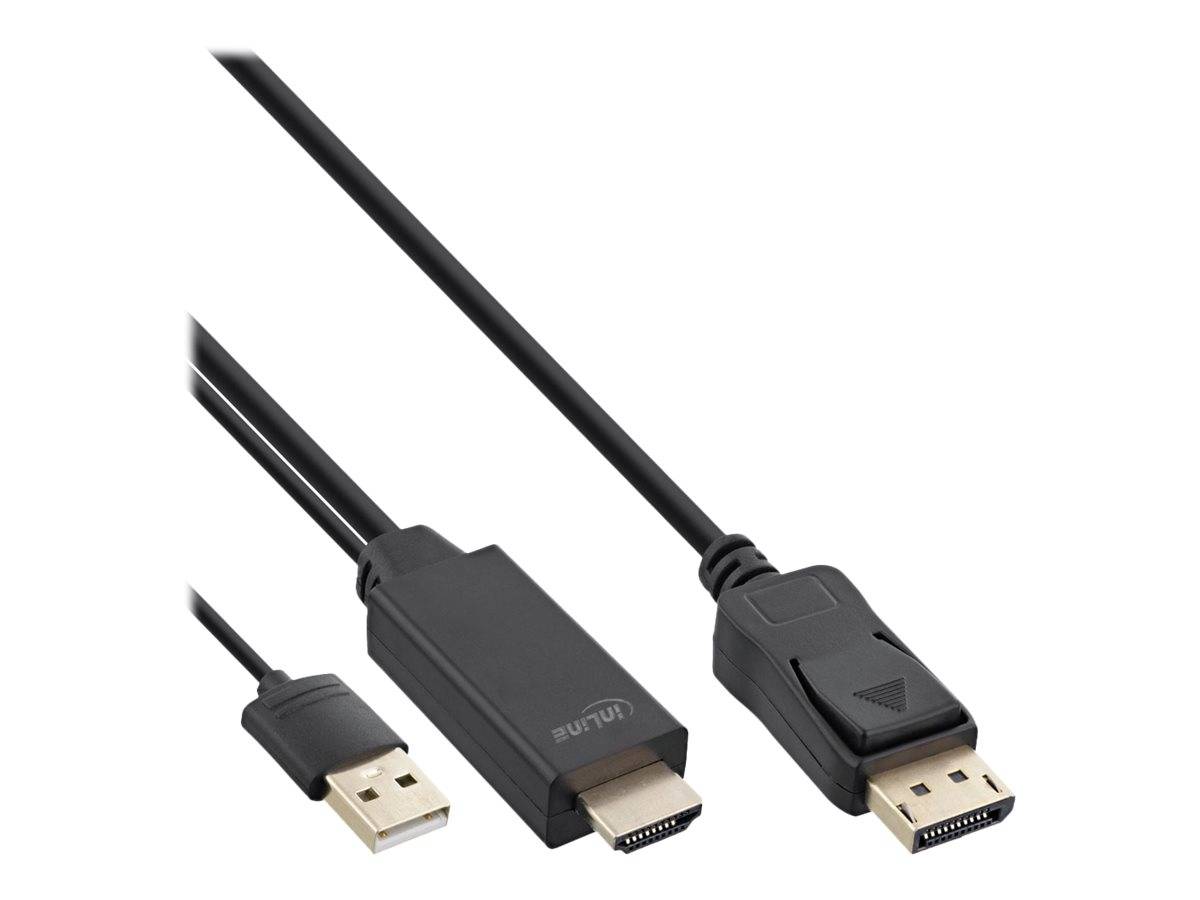 INLINE - HDMI zu DisplayPort Konverter Kabel - 4K/30Hz - schwarz - 0,5m