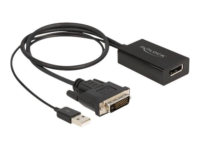 D-Sub zu HDMI-Adapterkabel mit USB-Stromanschluss, auf weißem Hintergrund abgebildet.