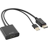 INLINE - HDMI BU zu DisplayPort ST Konverter Kabel - 4K - schwarz/gold - 0,3m