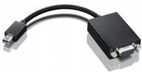 Ein schwarzes Adapterkabel mit einem Mini-USB-Stecker auf der einen Seite und einem VGA-ähnlichen Buchsenanschluss auf der anderen Seite.