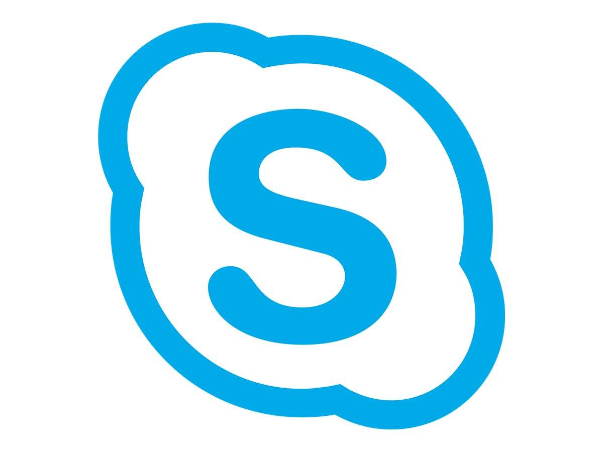 Skype-Logo: ein blaues Kleinbuchstaben-'S' in einer blauen wolkenähnlichen Kontur auf weißem Hintergrund.
