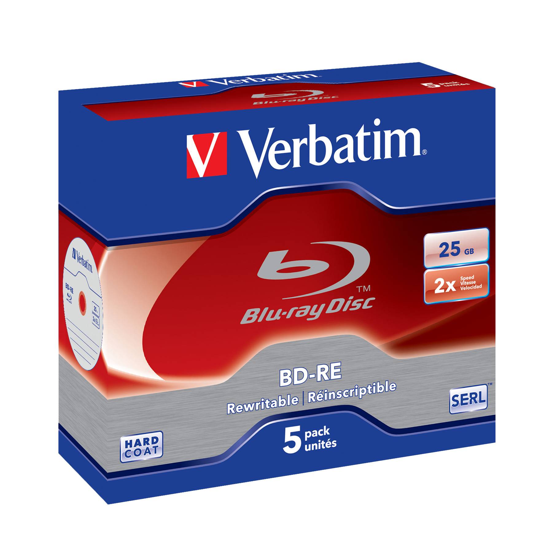 Verbatim - 5 x BD-RE - 25 GB 2x - Jewel Case (Schachtel)