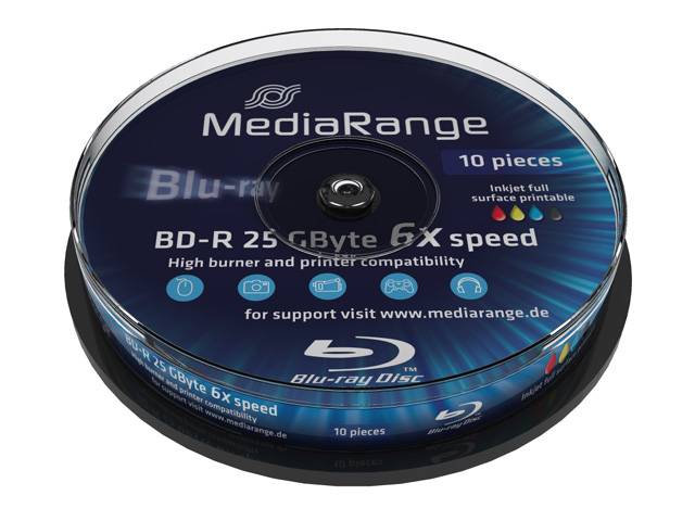 MediaRange Inkjet Fullsurface-Printable - 10 x BD-R