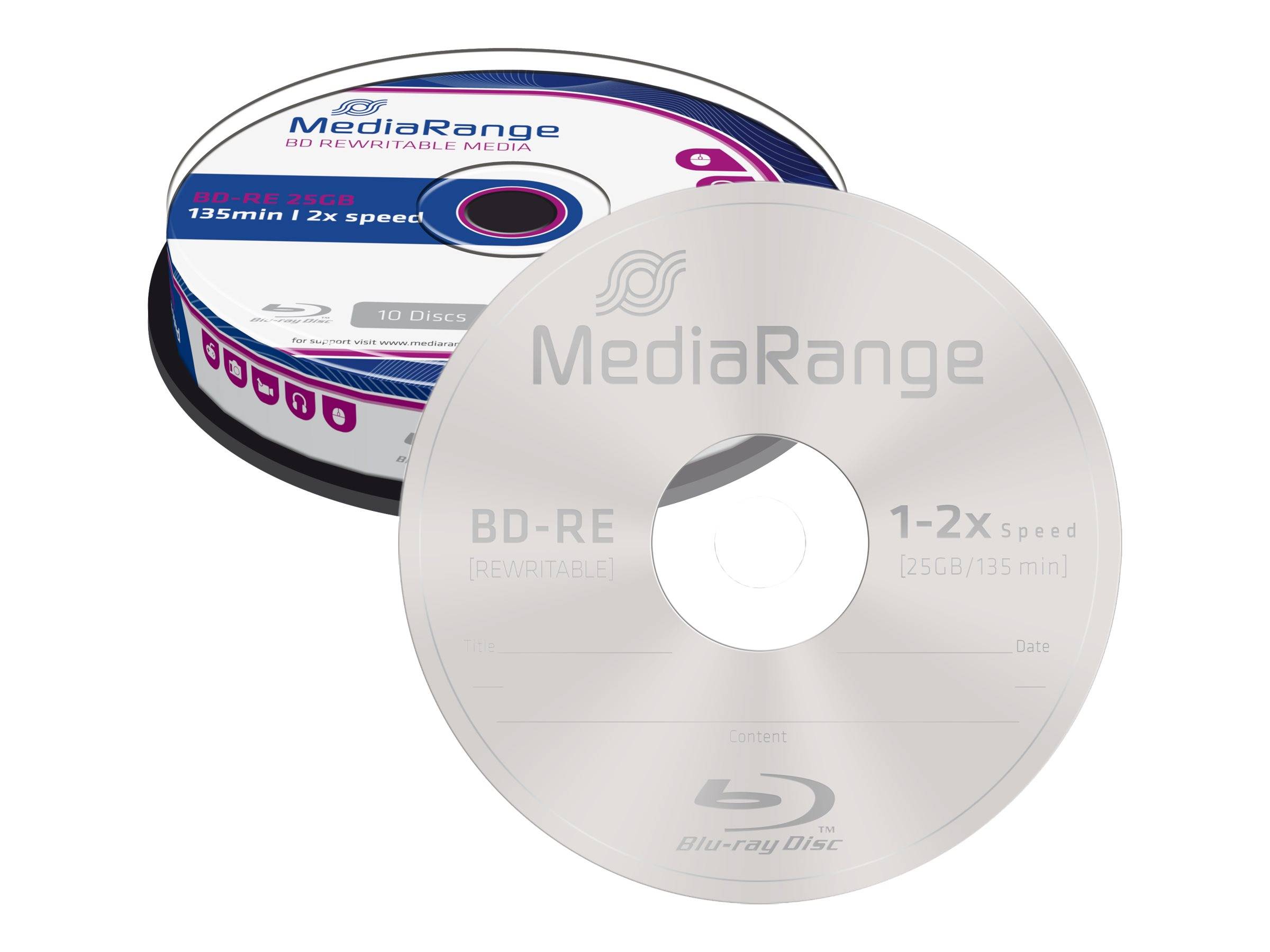 MediaRange - 10 x BD-RE - 25 GB 2x - Spindel