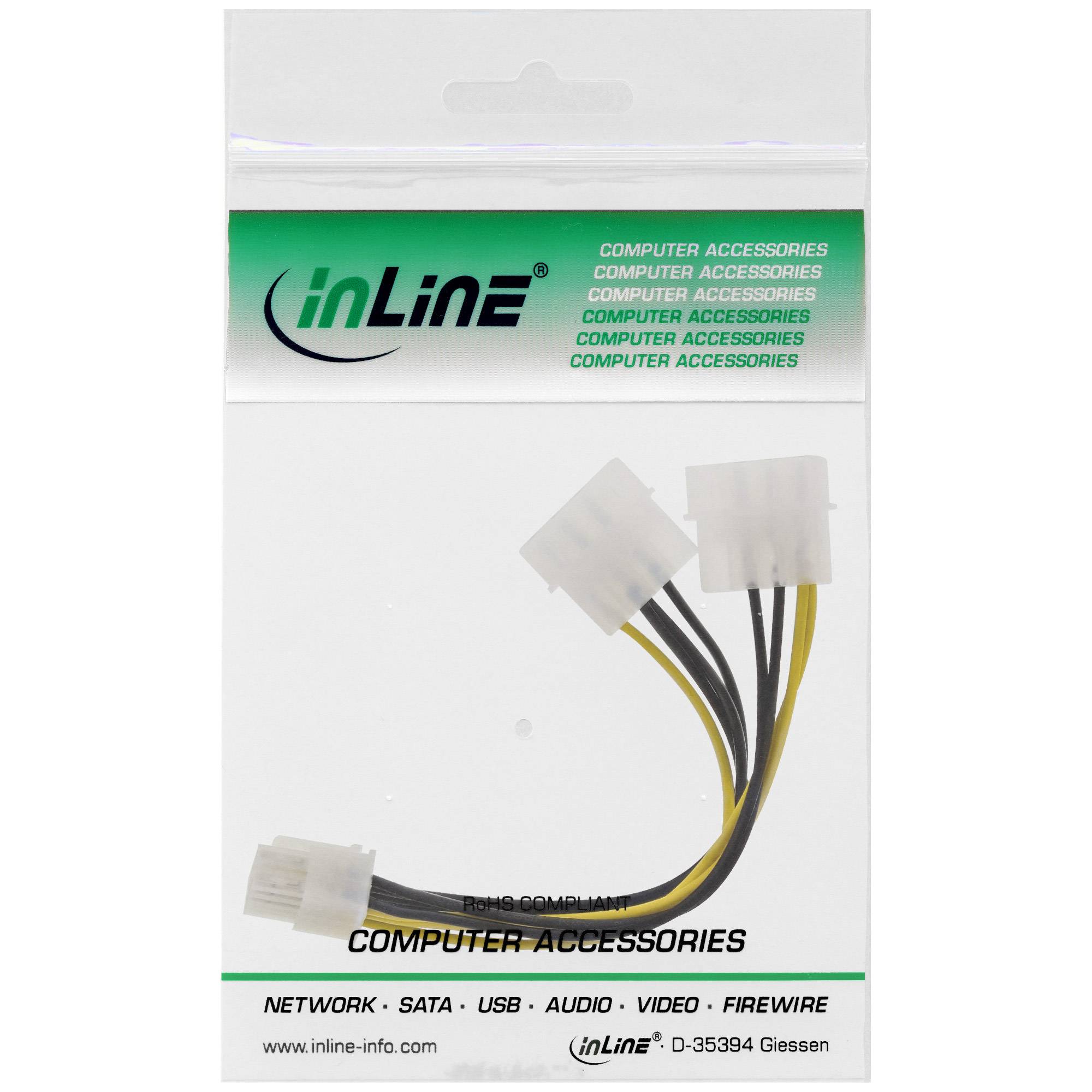 InLine Stromadapter intern - 2x 4pol zu 8pol für PCIe (PCI-Express) Grafikkarten
