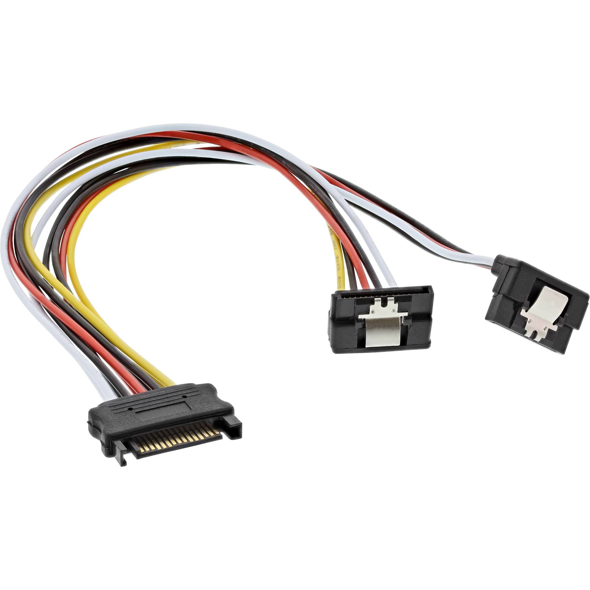 INLINE - SATA Strom-Y-Kab. - SATA BU/2x SATA ST gew. - m. Sicherheitslaschen - 0,30m