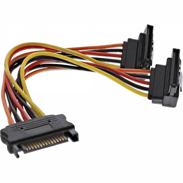INLINE - SATA Strom-Y-Kab. - SATA BU/2x SATA ST gew. - m. Sicherheitslaschen - 0,30m
