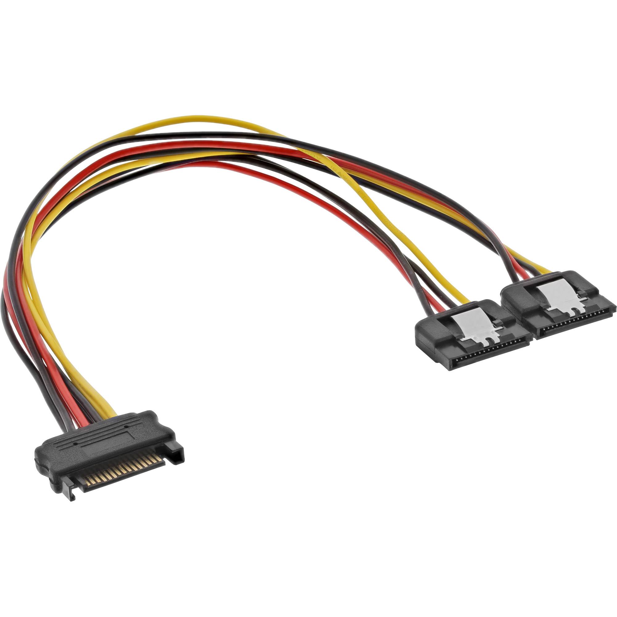 INLINE - SATA Strom-Y-Kabel - SATA Buchse an 2x SATA ST mit Lasche - 0,30m