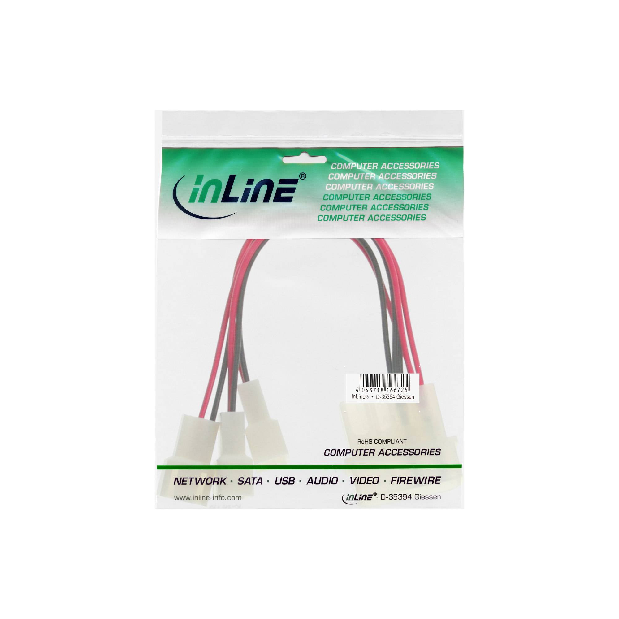 INLINE - Lüfter Adapterkabel - 12V zu 5V - für 3 Lüfter