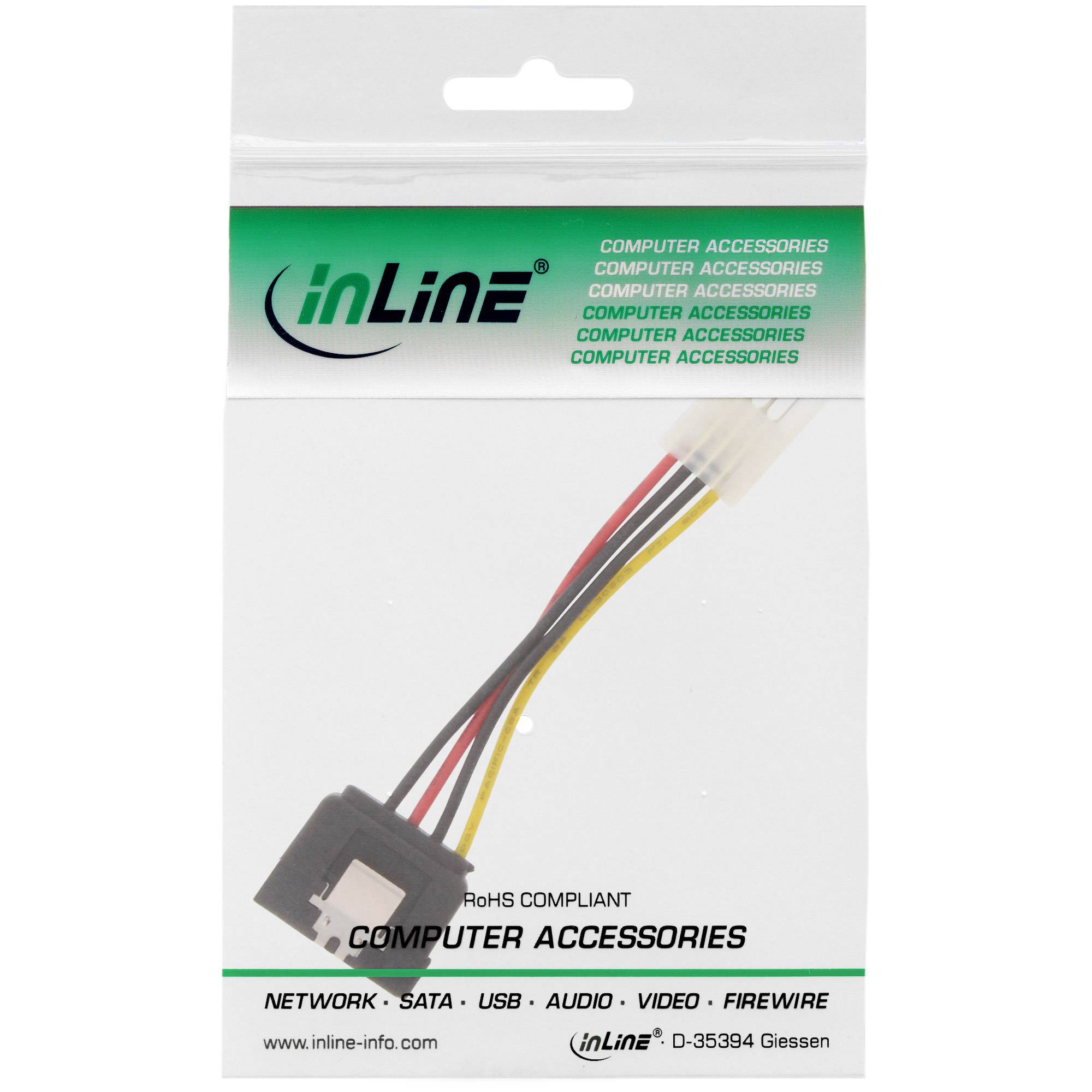 INLINE - SATA Stromadap-Kab. - 1x 8,89cm (3,5"") BU/15pol SATA ST - m. Lasche - 0,15m