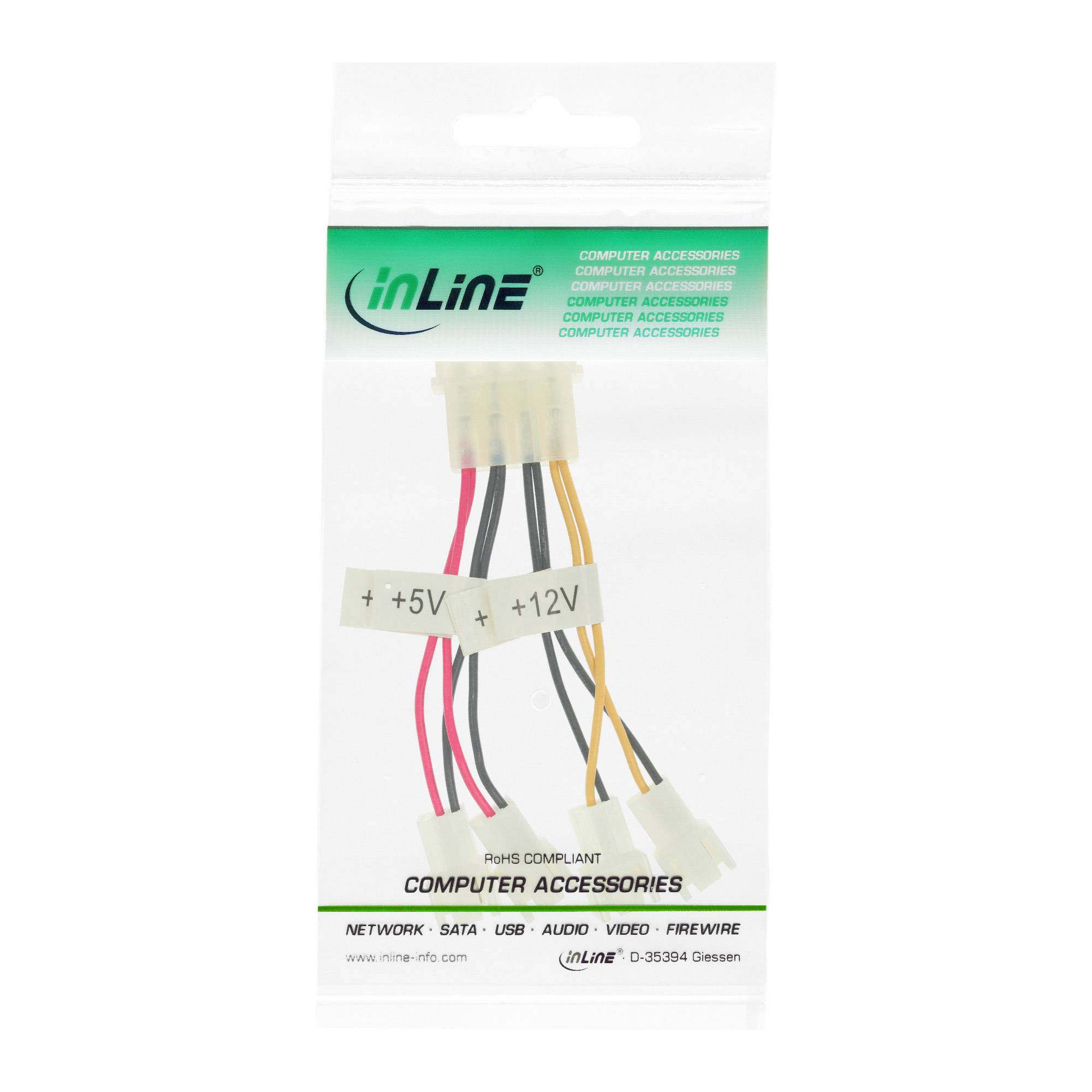 INLINE - Lüfter Adapterkabel - 2x 12V und 2x 5V - für 4 Lüfter