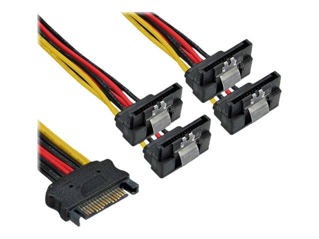 INLINE - SATA Strom-Y-Kabel - SATA BU/4x SATA ST gew. - m. Laschen - 0,15m