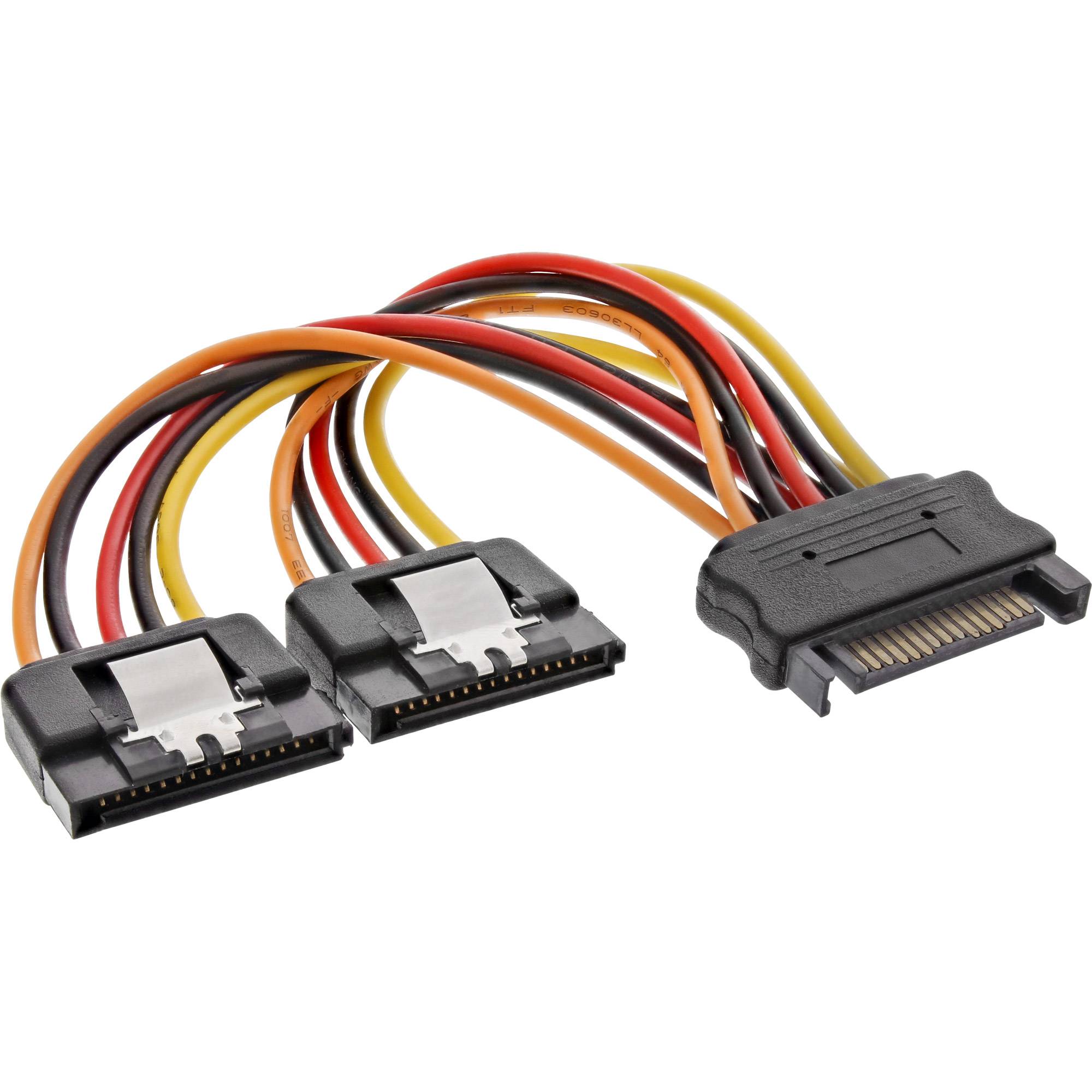 INLINE - SATA Strom-Y-Kabel - SATA Buchse an 2x SATA ST mit Lasche - 0,30m