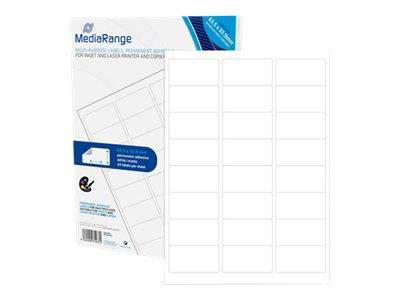 MediaRange MRINK150 - Matt - permanenter Klebstoff - Mattes Weiß - 63.5 x 33.9 mm 1200 Etikett(en) (50 Bogen x 24)