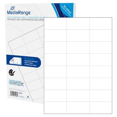 MediaRange MRINK149, Weiß, Dauerhaft, 70 x 37, A4, Matte, Laser/Inkjet