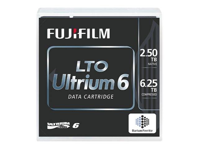 Fujifilm LTO Ultrium 6 Datenkassetten-Gehäuse mit Kennzeichnung 2,50 TB nativ und 6,25 TB komprimiert.