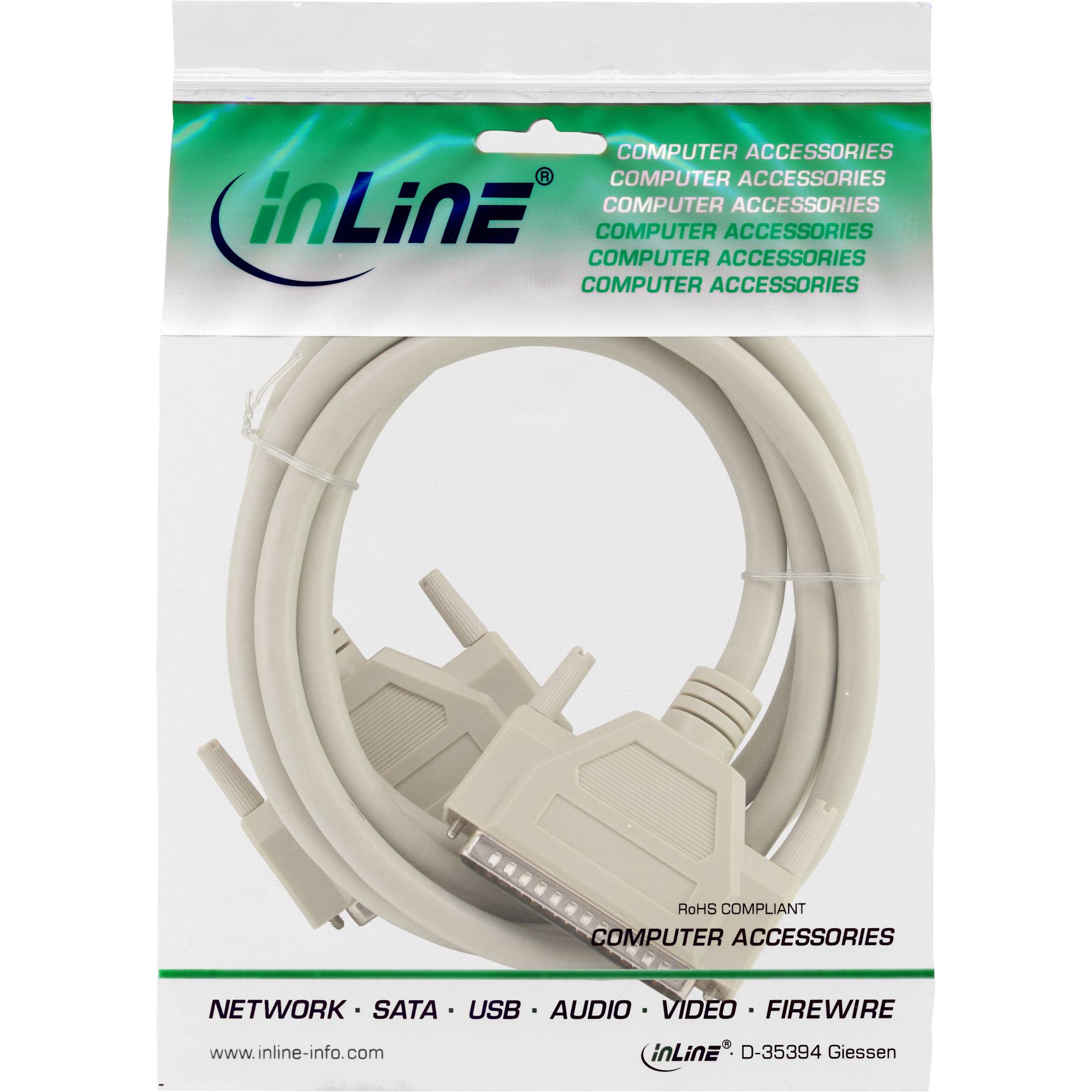 InLine Serielles Kabel - 37pol Stecker / Stecker - vergossen - 1:1 belegt - 3m -