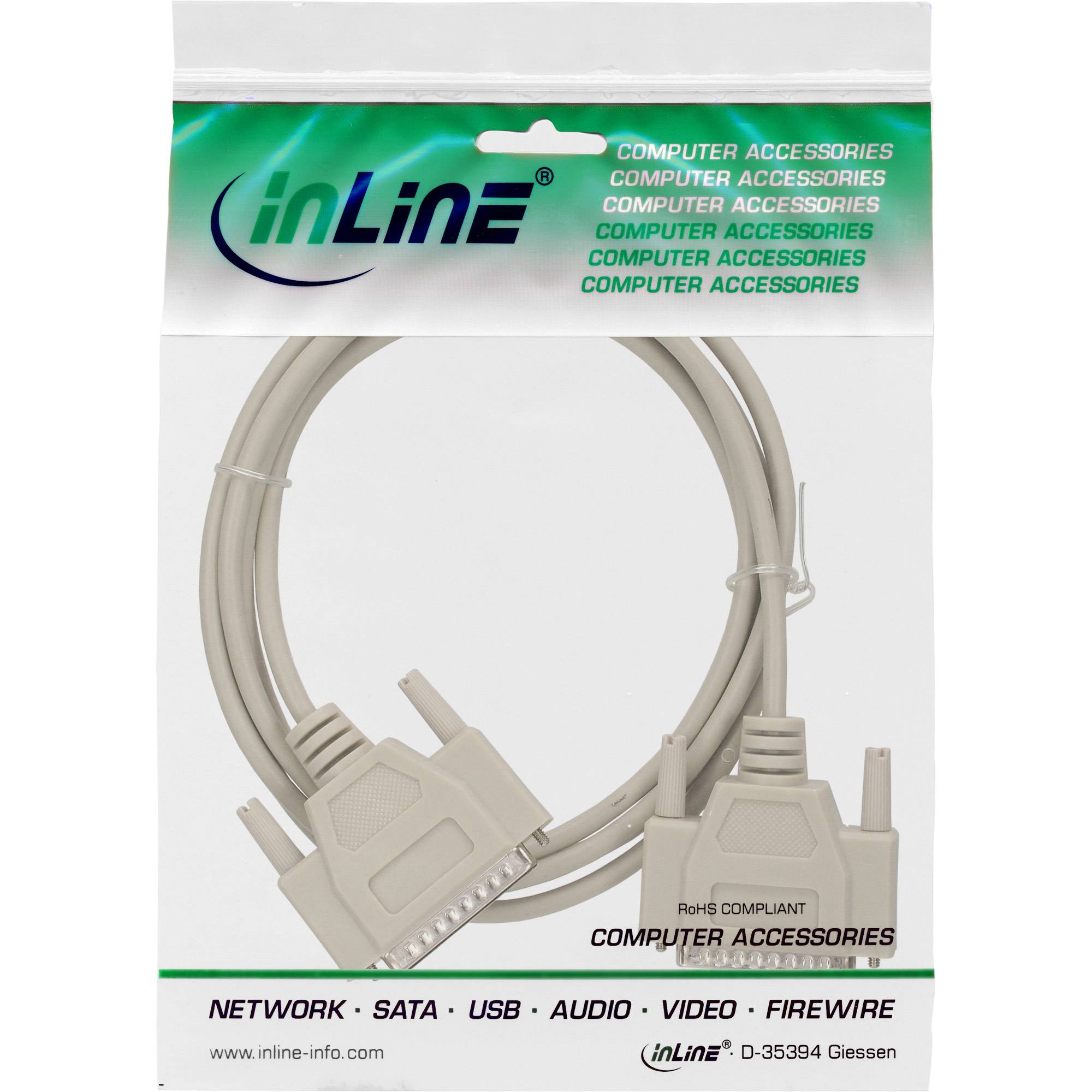INLINE - Serielles Kabel - 25pol Stecker / Stecker - vergossen - 1:1 belegt - 2m