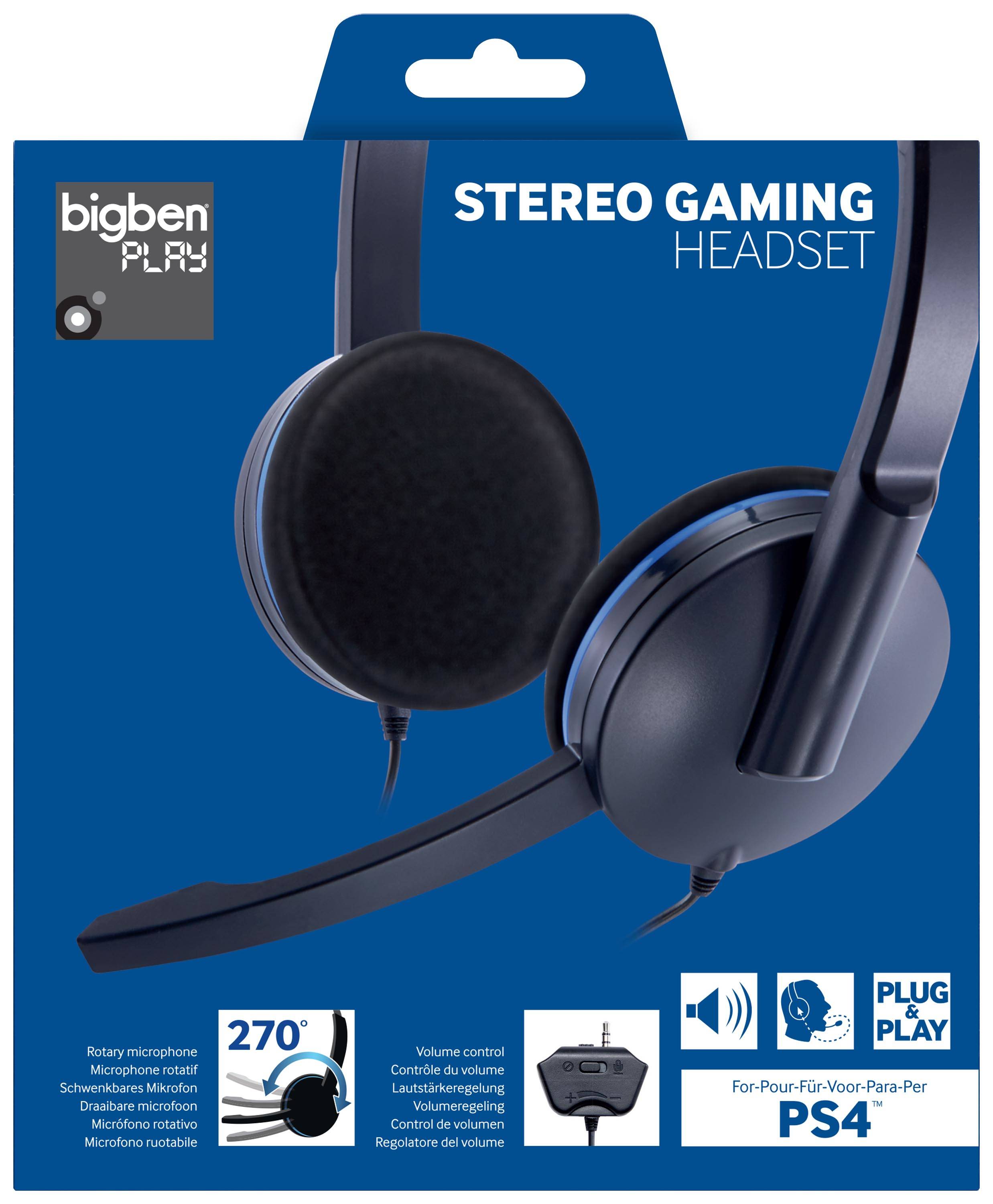 Bigben Interactive PS4GAMINGHEADSET, Kopfhörer, Kopfband, Gaming, Schwarz, Blau, Binaural, SCR-Steuereinheit