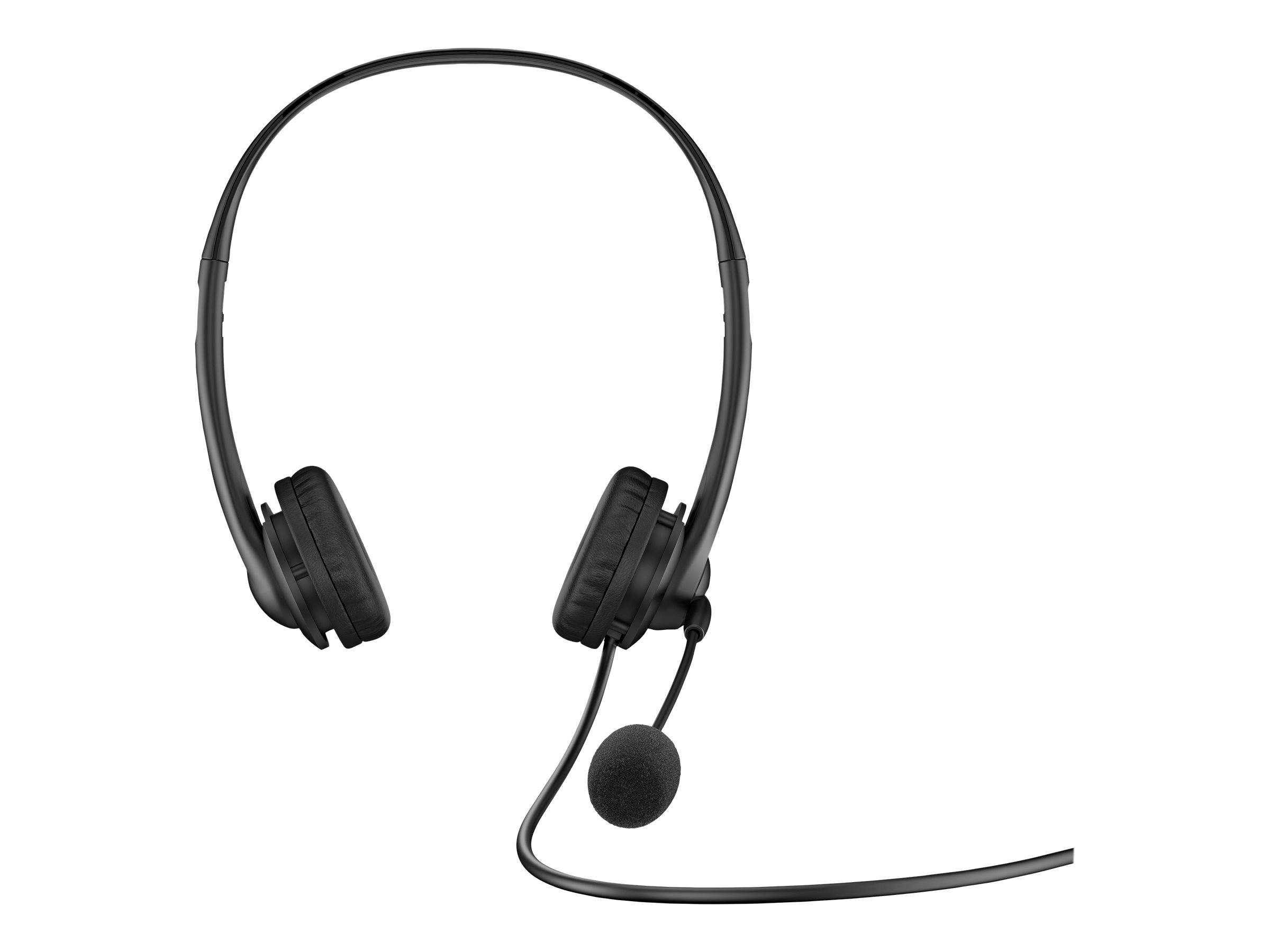 Schwarzes Over-Ear-Headset mit angebautem Boom-Mikrofon auf weißem Hintergrund.