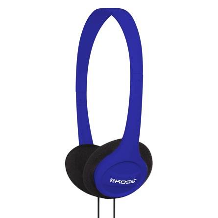 Blaue On-Ear-Kopfhörer von Koss mit schwarzen Ohrpolstern auf weißem Hintergrund.