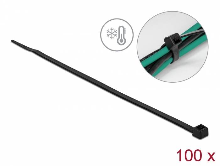 Delock - Kabelbinder - kältebeständig - 38 cm - Schwarz (Packung mit 100)