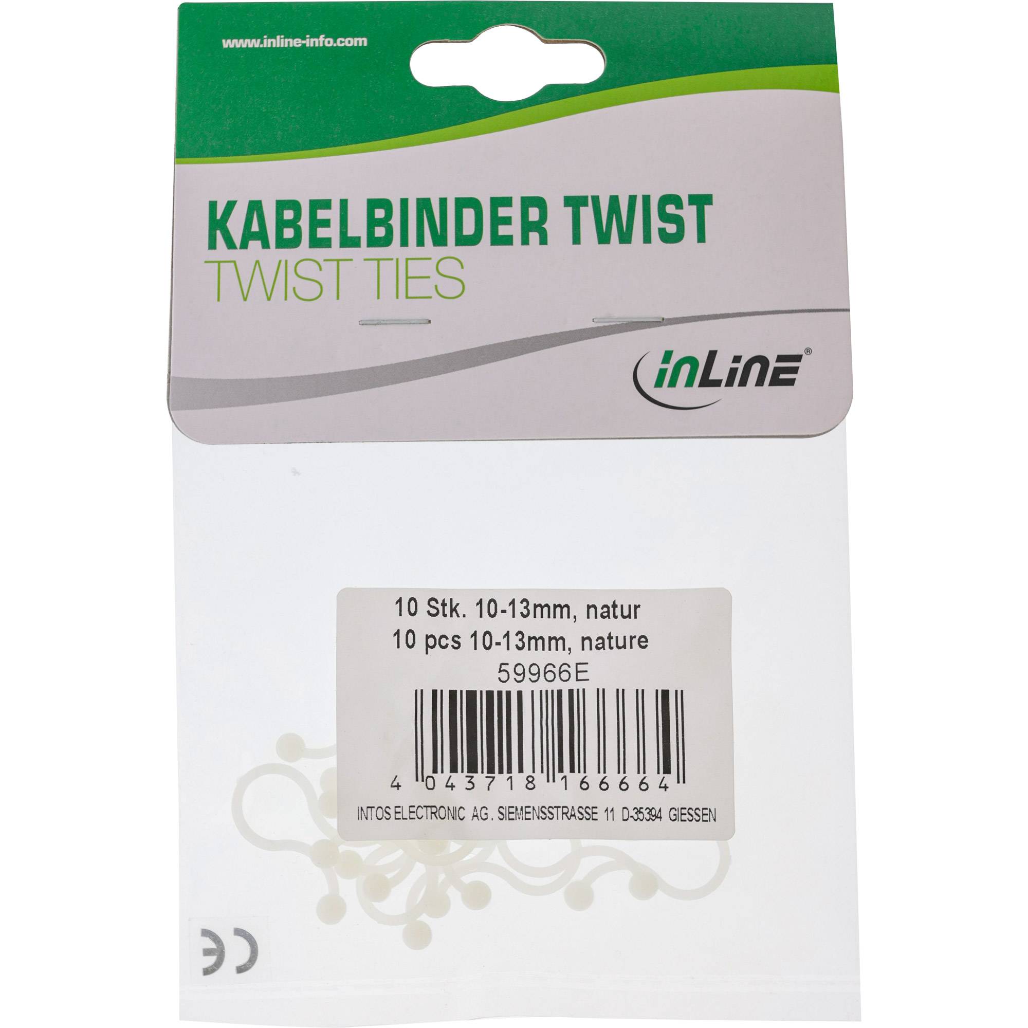INLINE - Kabelbinder Twist 10-13mm - natur - 10 Stück