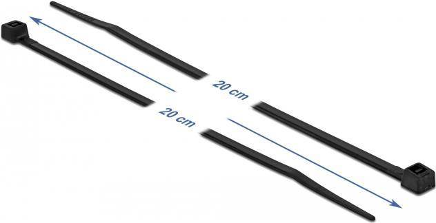 Delock Kabelbinder - wärmebeständig - 20 cm - Schwarz (Packung mit 100) - hitzeb