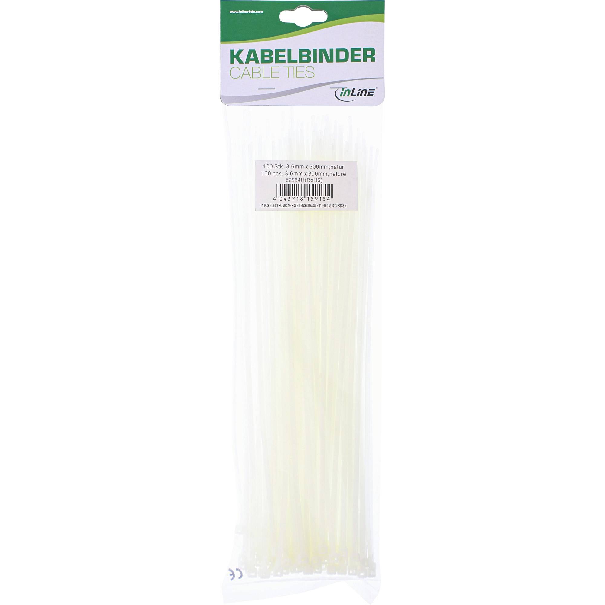INLINE - Kabelbinder - Länge 300mm - Breite 3,6mm - natur - 100 Stück