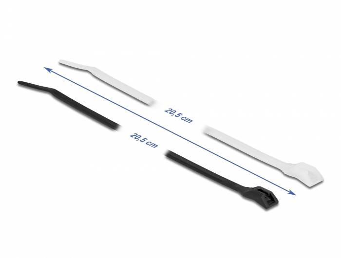 Delock - Kabelbinder - mit flachem Kopf - 20.5 cm - Schwarz, durchsichtig (Packung mit 100)