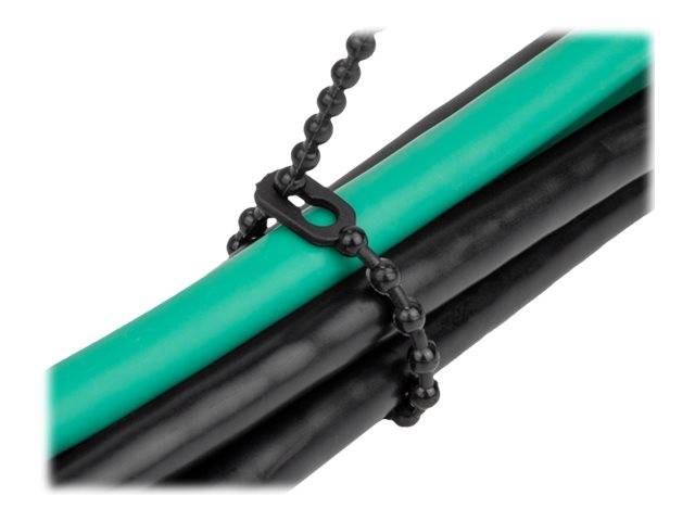Delock - Kabelbinder - mit Perlen, wiederverwendbar - 10 cm - Schwarz (Packung mit 100)