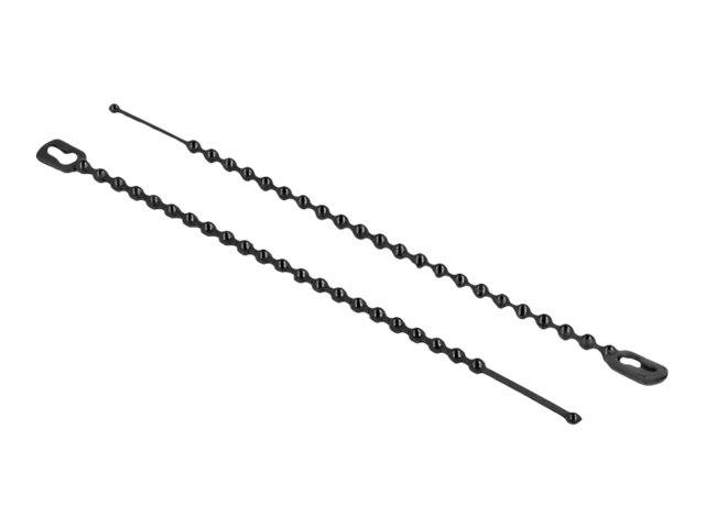 Delock - Kabelbinder - mit Perlen, wiederverwendbar - 10 cm - Schwarz (Packung mit 100)
