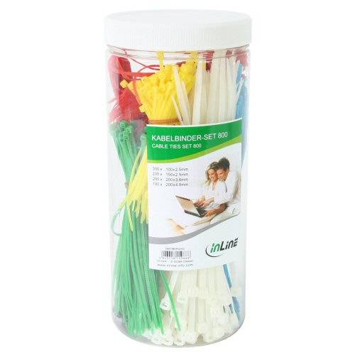 INLINE - Kabelbinder-Set - 800 Stück in verschiedenen Farben - inklusive Zange
