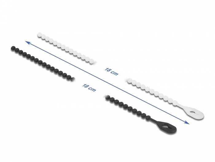 Delock Beaded - Kabelbinder-Kit - 18 cm - Schwarz / Weiß (Packung mit 100)