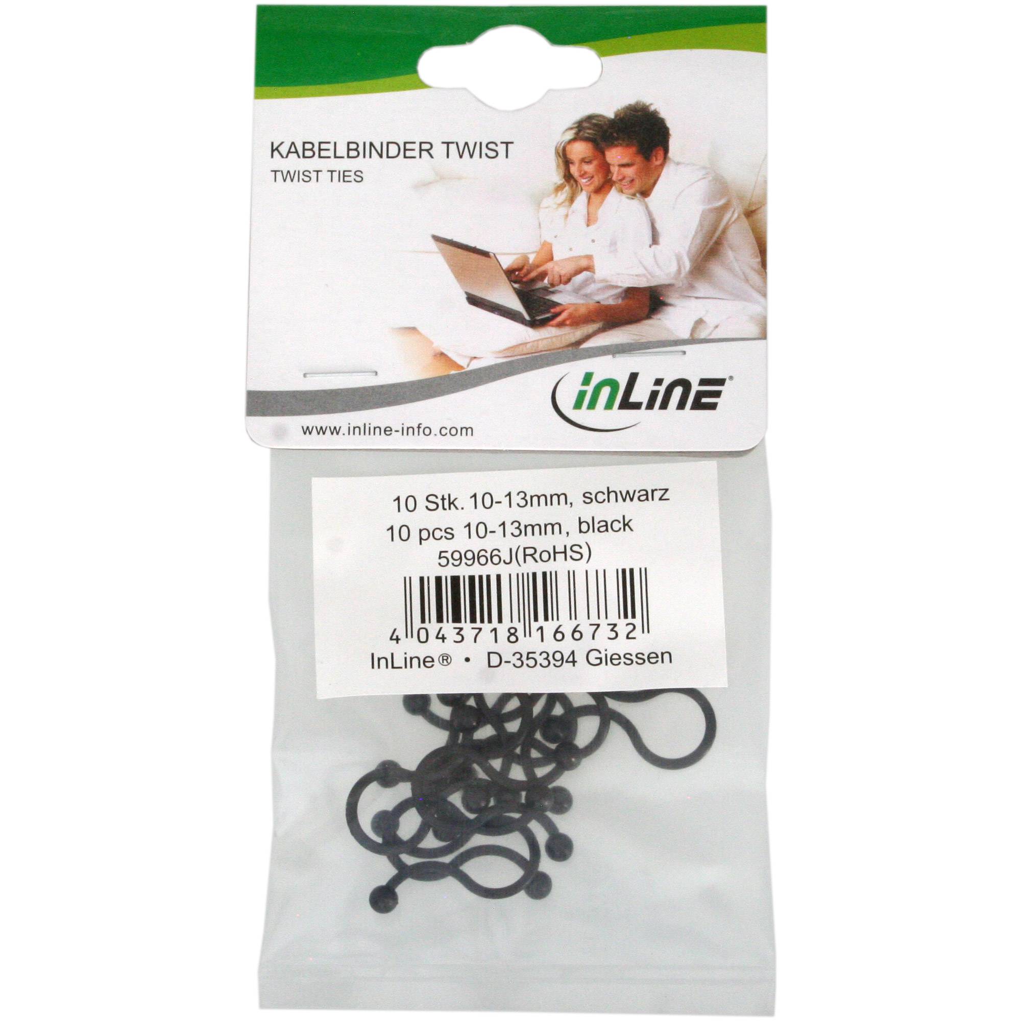 INLINE - Kabelbinder Twist 18-22mm - schwarz - 10 Stück