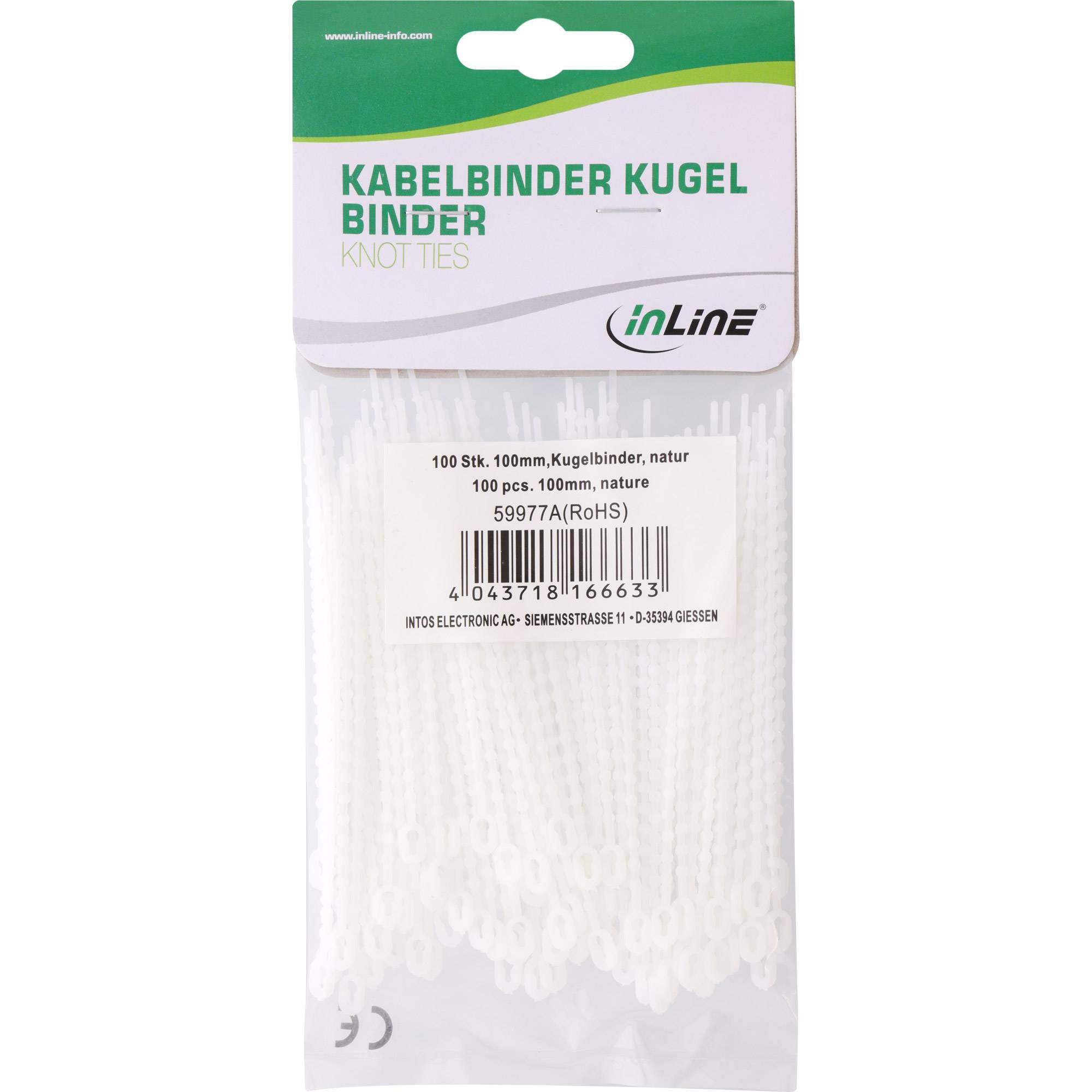 Paket inLine Kabelbinder, 100 natur 100 mm Binder, mit Barcode und Produktetikett
