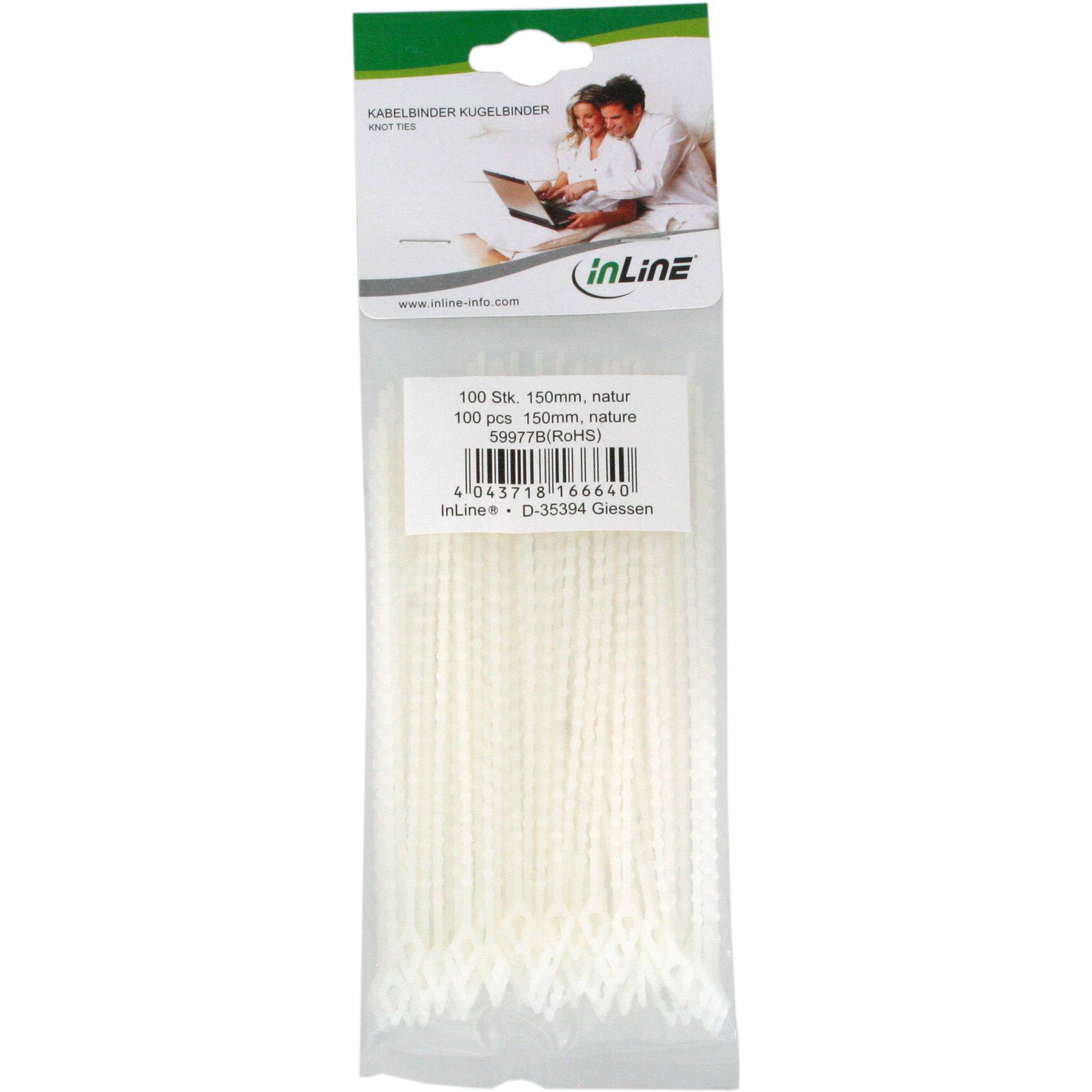 INLINE - Kabelbinder Kugelbinder natur - Länge 100mm - 100 Stück