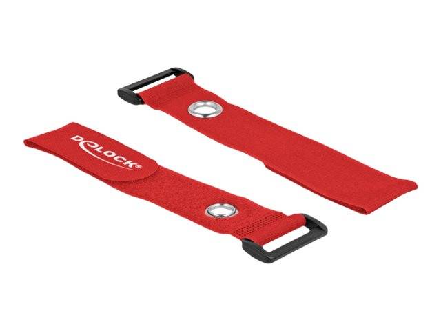 Delock Klettverschluss-Cinchkabelbinder - 28 cm - Rot (Packung mit 3) - 280 x 38