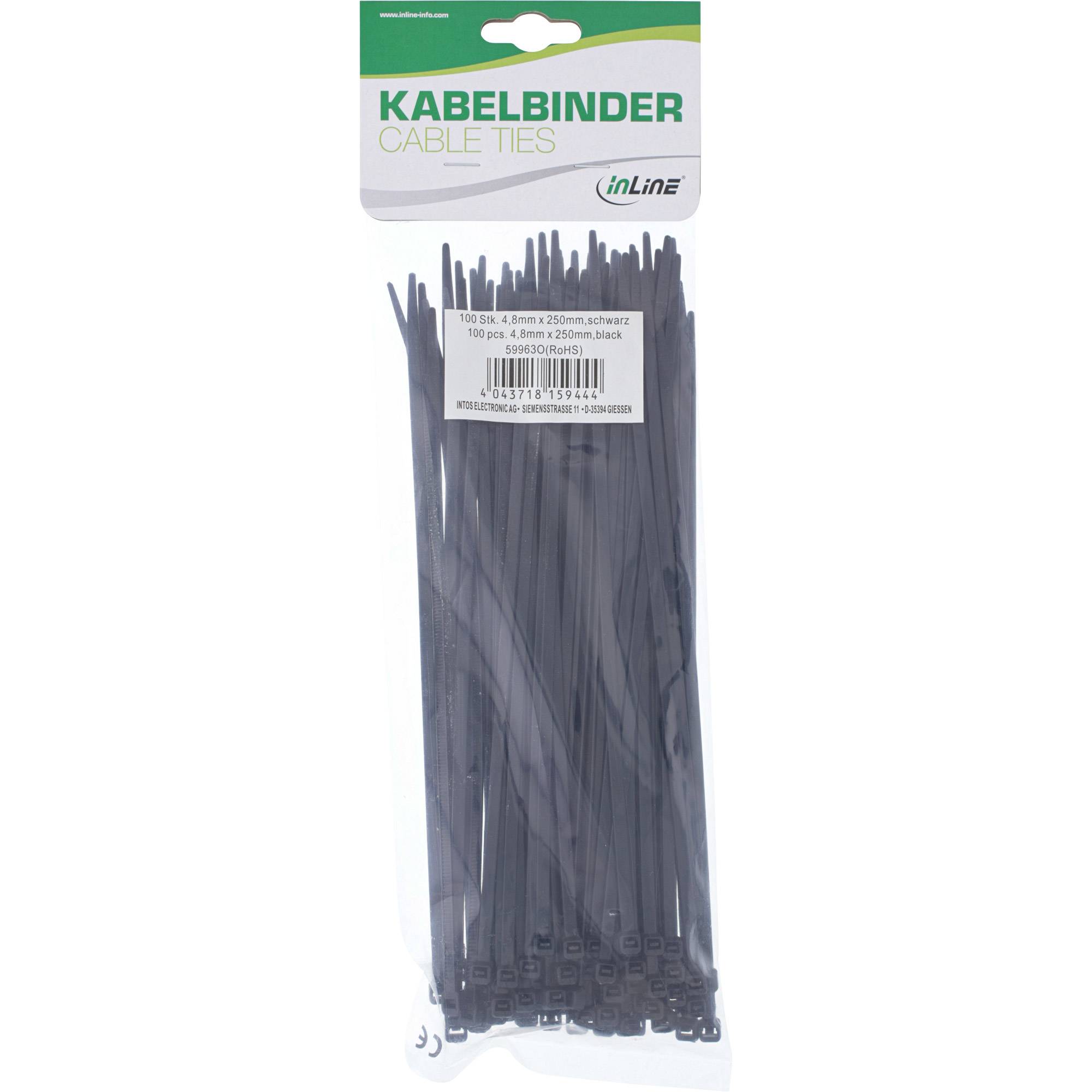 INLINE - Kabelbinder - Länge 250mm - Breite 4,8mm - schwarz - 100 Stück