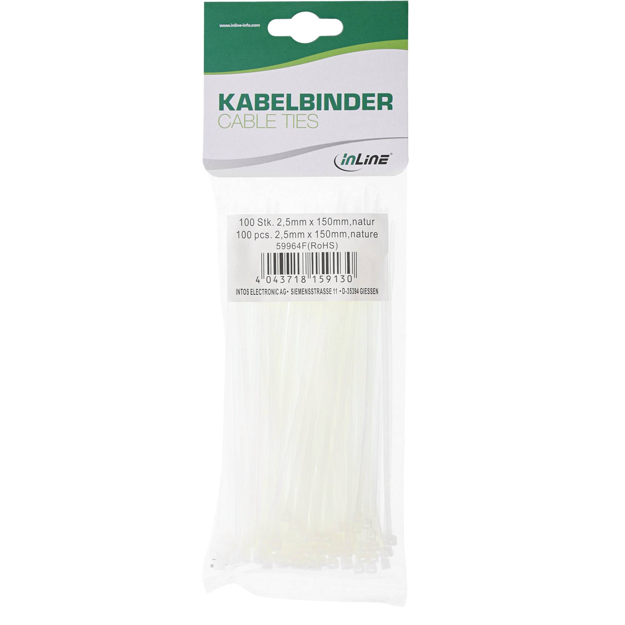 InLine - Kabelbinder - 15 cm - Natur (Packung
