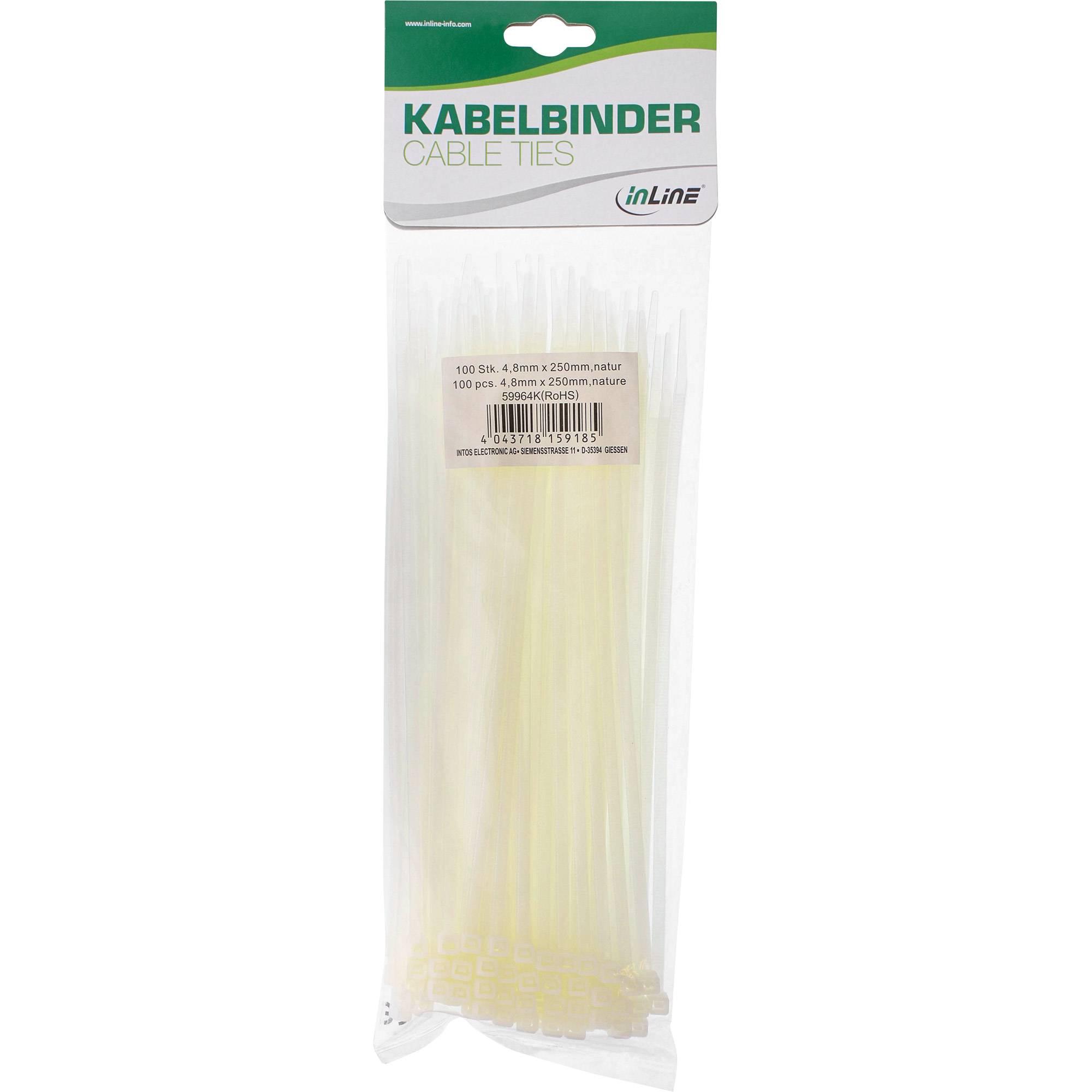 INLINE - Kabelbinder - Länge 250mm - Breite 4,8mm - natur - 100 Stück