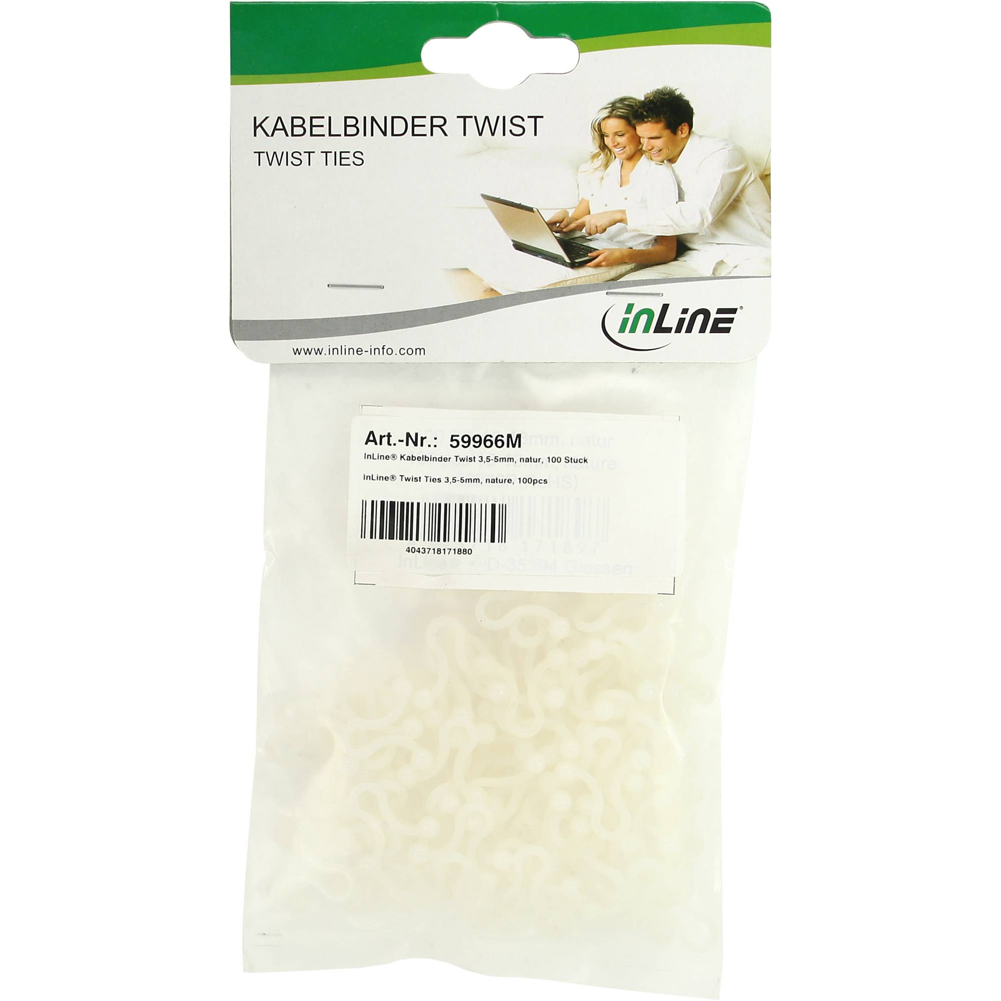 INLINE - Kabelbinder Twist 3,5-5mm - natur - 100 Stück