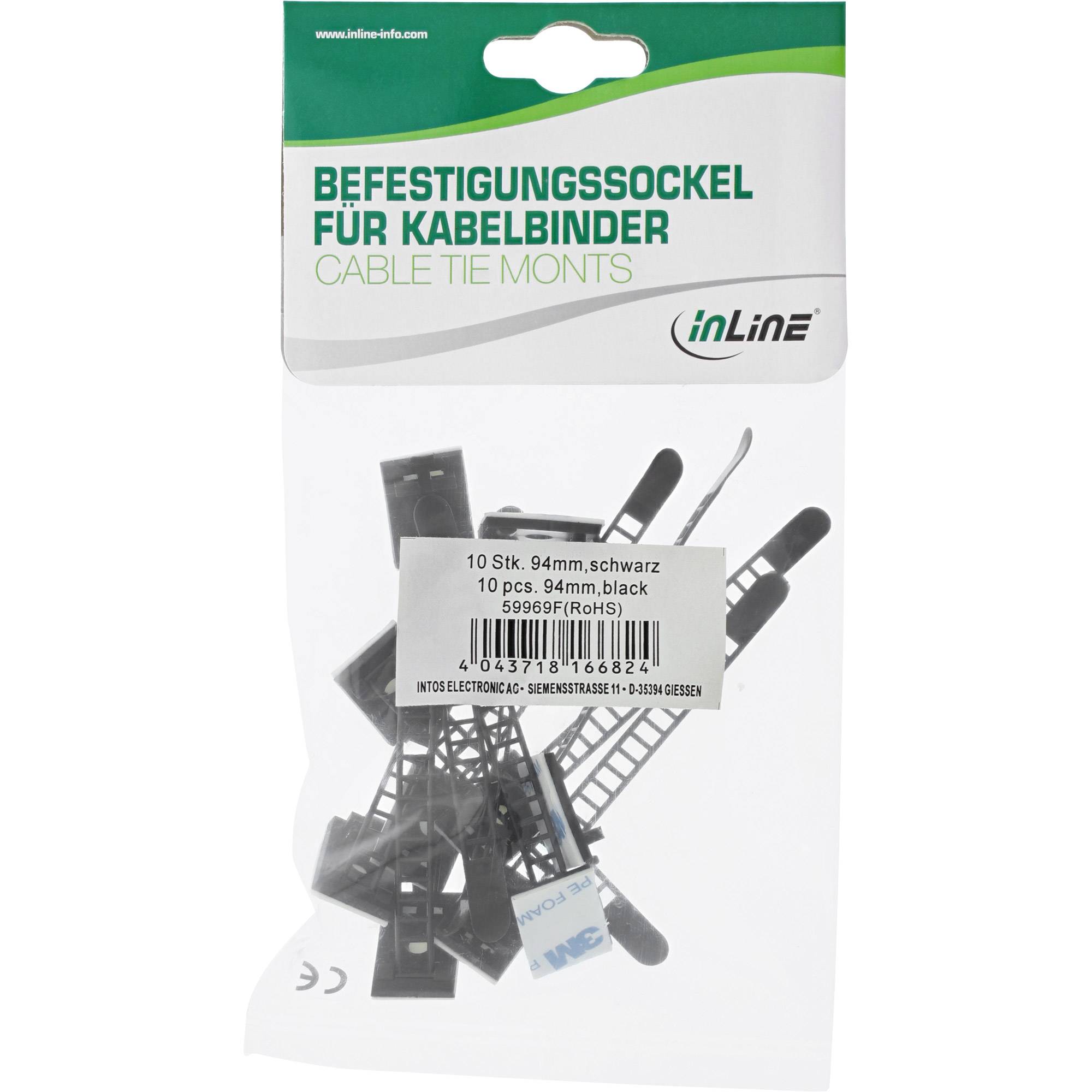 InLine - Kabelführungsklammer - Schwarz (Packung mit 10)