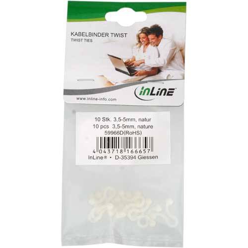 InLine Twist Ties 3.5-5mm - Kabelbinder - Natur (Packung mit 10)