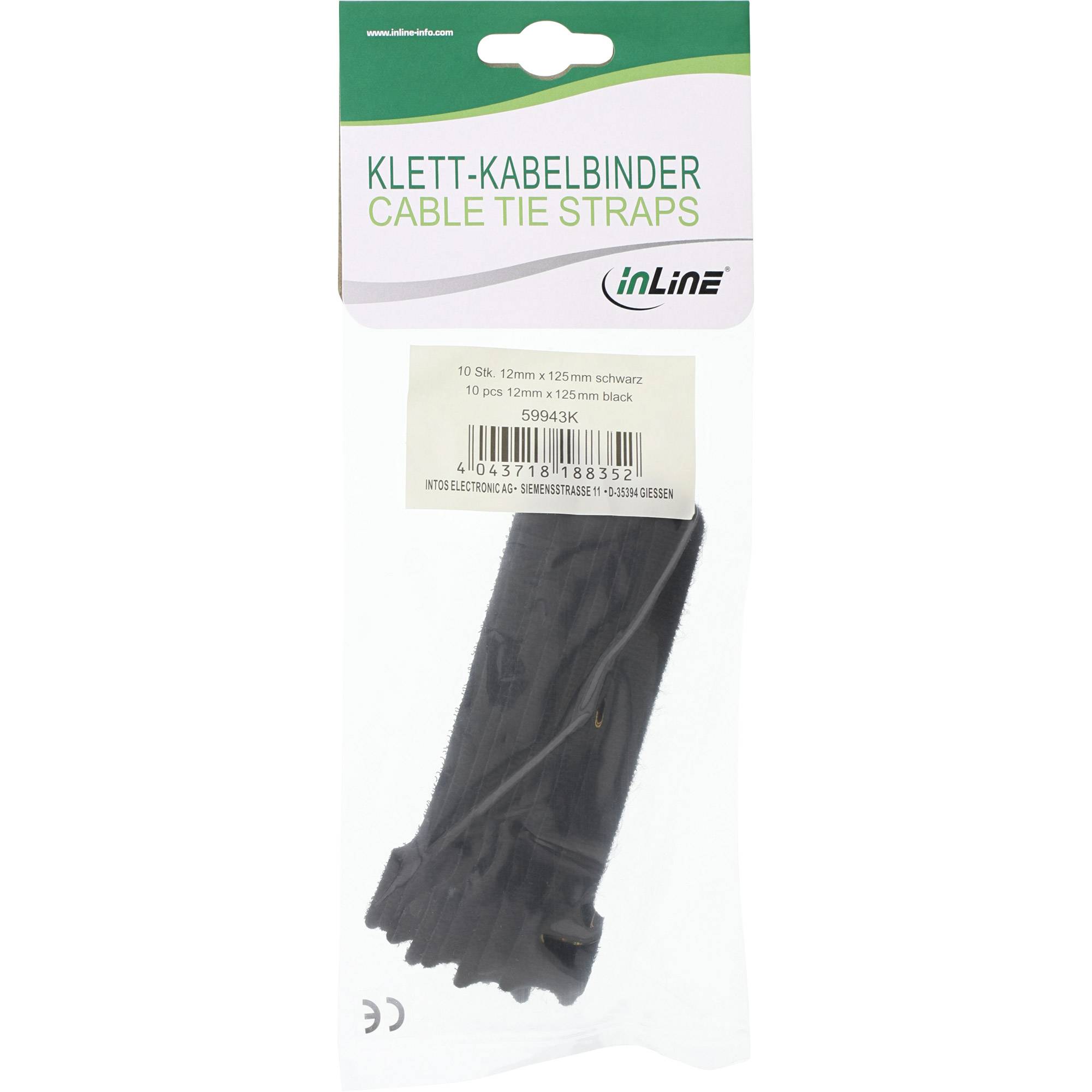 INLINE - Kabelbinder 12x125mm - Klett-Verschluss - 10er - schwarz